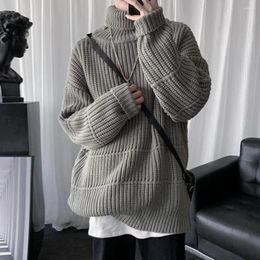 Men's Sweaters Solid Colour Sweater Elastic Cosy Mid-length Warm Knitted High Collar Anti-shrink For Winter/fall