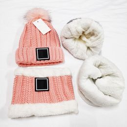 Two-Piece Designer Beanie Hat and Scarf Design Caps Classic Wool Winter Design Caps Shawl Designer Hats Scarves Wool Beanie Wrap Scarfs 5 colors Pink Warm Gear