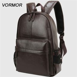 VORMOR Brand waterproof 14 inch laptop backpack men leather backpacks for teenager Men Casual Daypacks mochila male 220329235K