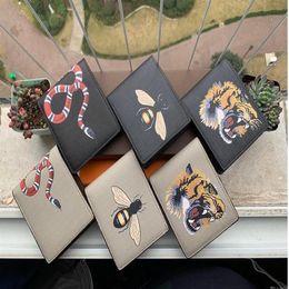High quality men animal Leather black snake Tiger bee Wallets Women short Style Purse Wallet232d