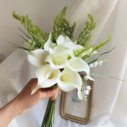 Wedding Flowers Ivory Calla Lilies Small Bouquet Bridesmaid Holding Artificial Demoiselle D Honneur Mariage