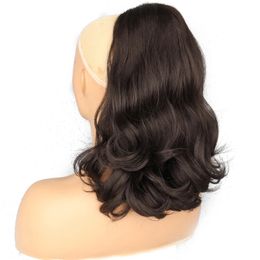 Synthetic Wigs XINRAN Synthetic 18" Wavy Hair Tail Warping Straight Hairpiece With Two Plastic Comb Black Drawstring Ponytail Hair 231204