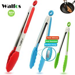 Cooking Utensils WALFOS Food Grade 100 Non Stick Silicone Tongs Kitchen Utensil Tong Clip Clamp Accessories Salad Serving BBQ Tool 231204