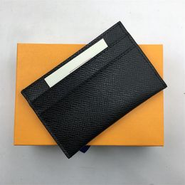 Small Card Wallet Credit Card Holder Business Men Money Coin Purse Package Bags Thin Wallets Bus Card Covers Black Real Leather ID193e