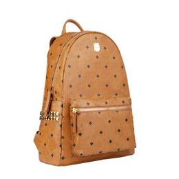 Leather Handbags High Quality 2 size men women School Backpack famous Rivet printing Designer lady Bag Boy and Girl back pack321B