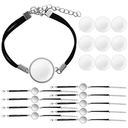 Charm Bracelets 10Pcs Blank Bangles Clear Glass Cabochons DIY Bracelet Material