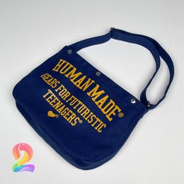 Backpack Human Made High Street Men Women Letter Printing Vintage Canvas Messenger Bag Fashion Couple240f