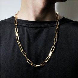 Chains Fashion Paperclip Link Chain Women's Necklace 316L Stainless Steel Gold Colour Long For Women Men Jewellery Gift308Y