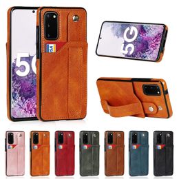 Luxury Leather Wriststrap Kickstand Phone Case for Samsung Galalxy S23 S22 ultra S21 S20 Plus SE Note 20 Ultra Wallet Card Slot Holder Protective Cover