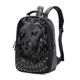 Backpack Casual 3D Lion Thick Leather Women For Female Daily Travel Fashion Women's Daypack Bag Girls Boys School Book Backpa324I