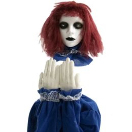 Dolls 27In PopUp Animatronic Haunted Doll IndoorOutdoor Halloween Decoration Red Flashing Eyes Noises BatteryOperated 231204