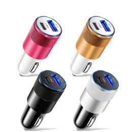 15W Type C Car Charger PD USB 3.1A Dual Port Fast Charge Universal Metal Car Chargers Adapter For All Mobile Phones