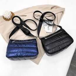 Evening Bags Space Padded Women Shoulder Bag For Winter Designer Nylon Cotton Warm Crossbody Bag Fashion Black Casual Handbag Purse 231204