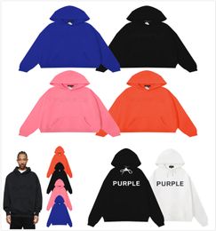 Roxo Hoodie Designer Hoodies Suéter Com Capuz Letras Clássicas na mesma Cor Bordado Impressão Versátil Casual Solto Terry Casais Roupas Roxo Marca 2023