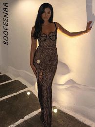 Casual Dresses BOOFEENAA Beautiful Lace For Women Elegant Party Black White Backless Slit Long Maxi Dress With Gold Chain Belt C92-DC30