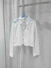 Women's Blouses & Shirts Designer Brand Miu Family Solid Colour Pure Cotton Short White Shirt Summer Fashionable All Design Sense Small Series Top QH2D