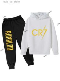 Clothing Sets 3-14 year Ronaldo printed children's sweater suit autumn winter fleece hoodie trousers 2-piece casual children's clothing T231204