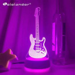 Night Lights Acrylic Table Lamp Touch Remote Control 3D Bass Guitar Violin Home Room Decor Led Lights Lamp Creative Night Lights Holiday Gift YQ231204