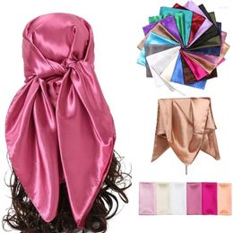Scarves Imitation Silk Scarf Pure Color Women Square Hijab Ladies Luxury Shawl 90 90cm Large Head