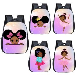 Cute Little African American Ballerina Dancing Backpack Children School Bags Afro Girl Boobag Kids Kindergarten Toddler Bag 220212274S