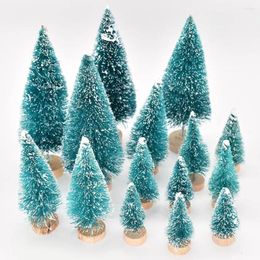 Christmas Decorations 8pcs Mini Trees Plastic Winter Snow Ornaments Tabletop Crafting DIY Decoration Gift