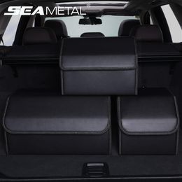 Car Trunk Organiser Storage Box PU Leather Auto Organisers Bag Folding Trunk Storage Pockets for Vehicle Sedan SUV Accessories LJ2270v