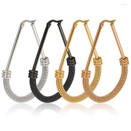 Hoop Earrings Four Colours Half Mesh For Women Pendientes Stainless Steel Big Earings Fashion Jewellery Brincos Bijoux Femme 183b