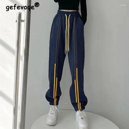 Women's Pants 2023 Spring Summer Korean Style Striped High Waist Trousers Female Casual Streetwear Sports Joggers Harem Women Sweatpants