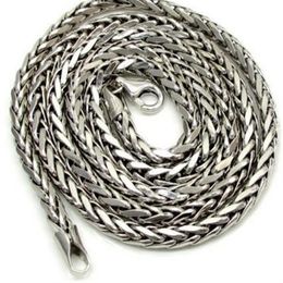 16-30 4mm 14k White Real Gold Franco Wheat Italy Spider Chain Necklace Mens215M