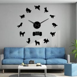 Wall Clocks 3D Yorkshire Terrier Labrador Siberian Husky Chihuahua Border Colie German Shepherd Mixed Dog Breeds DIY Giant Clock Watch