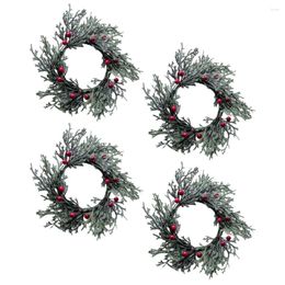 Decorative Flowers 4 Pcs Santa Gifts Artificial Plants & Pillar Wreaths Rural Christmas Presents Decor Pvc Rings Leis
