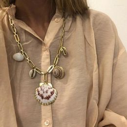 Choker Fan Shell Necklace For Women's Bohemian Minimalist Golden Stainless Steel Collar Chain Jewelry