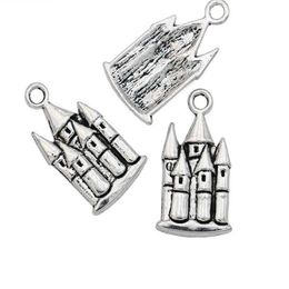 200Pcs lot alloy Antique Silver Plated Castle House Charms Pendant for Jewelry Making Bracelet Accessories DIY 22x12mm2369