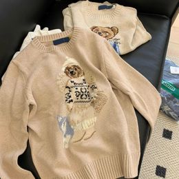 RL Tasarımcı Kadın Örgü Bear Sweater Polos Kazak Nakış Moda Örme Sökümler Uzun Kollu Sıradan 6651