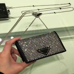 Evening Bags Designer kids triangle Rhinestone handbag 2022 girls metal chain crossbody bags children bling one shoulder bag A8469221J