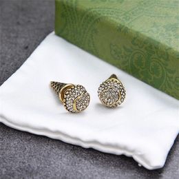 Creative Ice Cream Charm Earrings Metal Double Letter Eardrops Shiny Diamond Studs Women Party Date Dangler With Gift Box231y