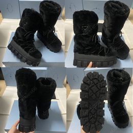 New womens boots designer boots ski boots snow boots winter boots with Triangle Logo platform boots shearling boots warm comfortable boot girl booties 35 42