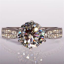 Round cut 4ct Topaz Diamonique simulated diamond 14KT white Gold Filled GF Engagement Women Wedding Ring Sz 5-11338f