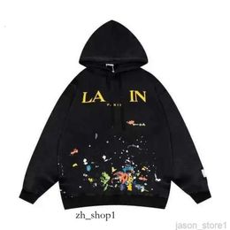 Lanvin Sneaker Hoodie Men's Hoodies & Sweatshirts Designer Luxury Classic Fashion Tide Loose and Versatile Splash-ink Graffiti Printed 236