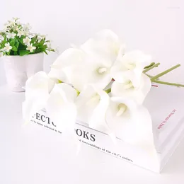 Decorative Flowers 10/5Pcs 36cm White PU Fake Flower Artificial Calla Lily For Home Decor Wedding Bridal Bouquet Table