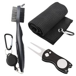 Other Golf Products Towel Microfiber Waffle Pattern Brush Tool Kit With Club Groove Cleaner Divot Repair Accessories 231204