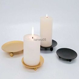 Candle Holders 1PC Iron Plate Candle Holder Decorative Pillar Candle Plate Pedestal Candle Stand for Wax Candles Spa Wedding Birthdays PartyL231204