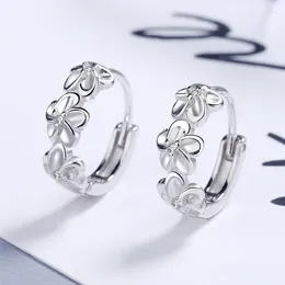 Hoop Earrings Nice Silver Plated Needle For Women Lady Wedding Fashion High Quality Jewelry Crystal Zircon Flower Stud