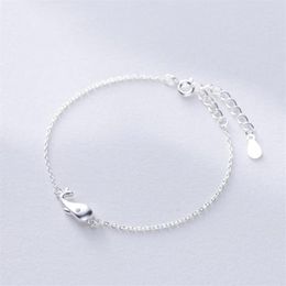Link Bracelets Cute Sweet Scrub Whale Fresh Silver Color Temperament Female Trendy Resizable SBR046290c