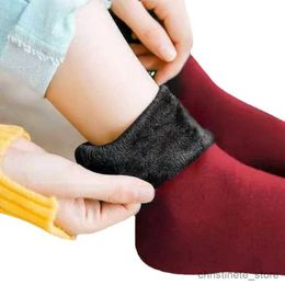 Kids Socks 5 Pairs Women Winter Socks Keep Warm Soft Casual Wool Cashmere Snow Thicken Thermal Solid Colour Home Floor Boots Sock For Male R231204