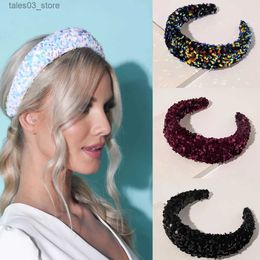 Headwear Hair Accessories Fish Scales Sequins Wide Pearl Headbands For Women Fashion Luxury Party Elastic Haiand Hair Accessoires 2022 New Hair Hoop Q231204