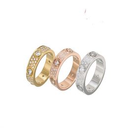 Jewellery Band Rings Titanium Steel Engagement Wedding Ring 2 3 Rows Zircon Diamond For Men And Women 3 Colour Select Size 5-11244B