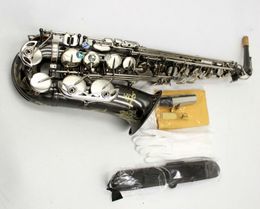 New black nickle plated body nickel silver keys R54 alto saxophone with case AAA