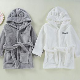 Towels Robes Toddler KidS Baby Solid Bathrobe Cotton h Hooded Bath Robe Towel Pajamas 231204