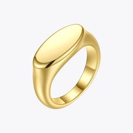 Wedding Rings ENFASHION Personalised Engraved Name Flat Rings For Women Punk Gold Colour Party Ring Stainless Steel Fashion Jewellery R204040 231204